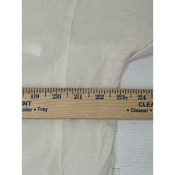 J. McLaughlin Fallon Blouse 100% Linen Off White Button Closure Accents Casual S - Picture 9 of 11